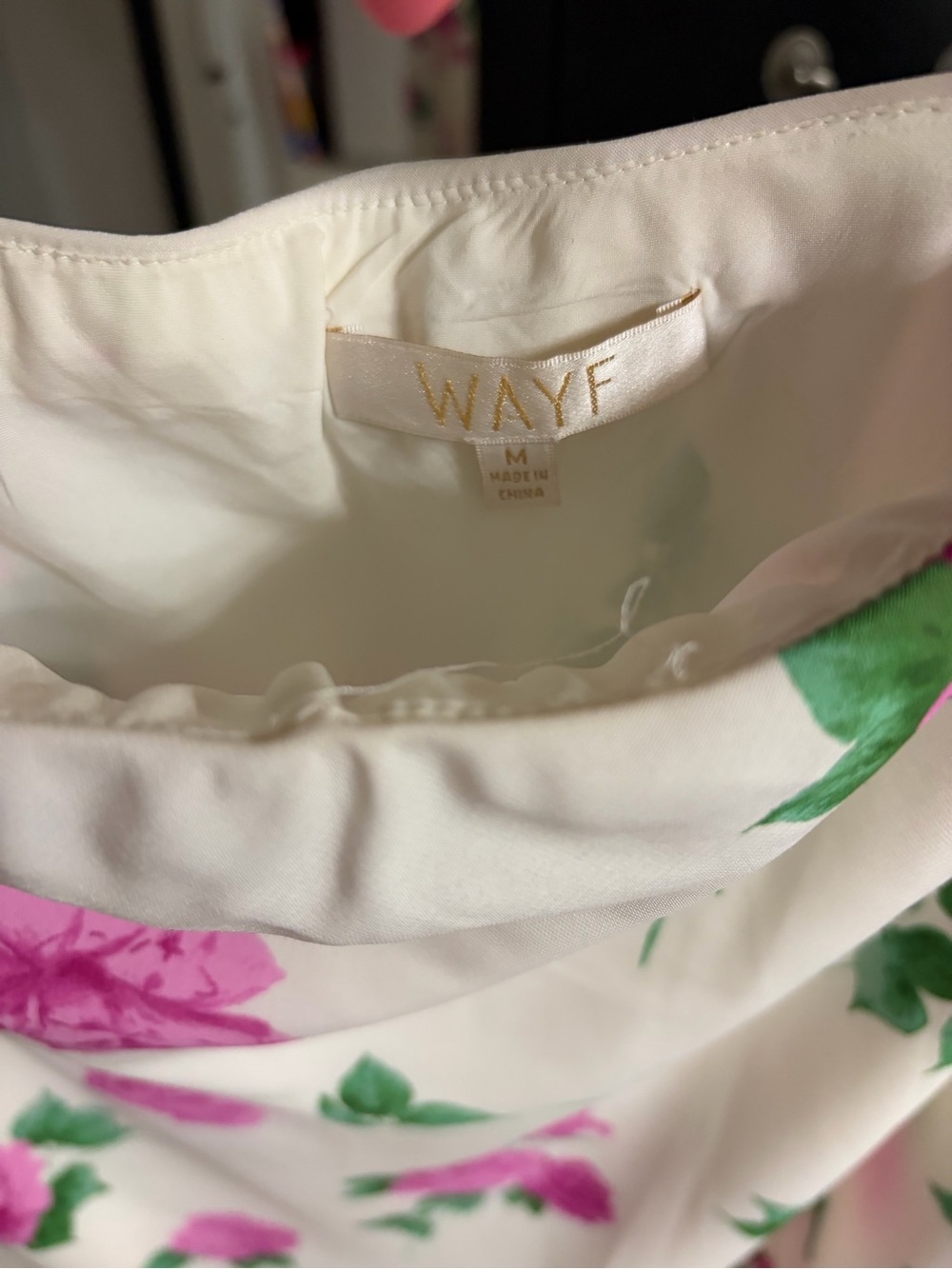 Wayf Cream Maxi Skirt with Pink Rose Print - Picture 2 of 6